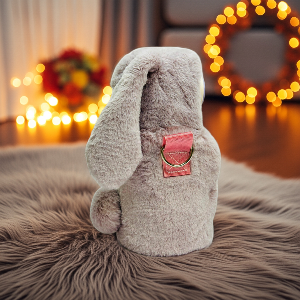 Personalized 470ml Teddy Fur Cover Insulated Stainless Steel Bottle – Cute Sipper M1059