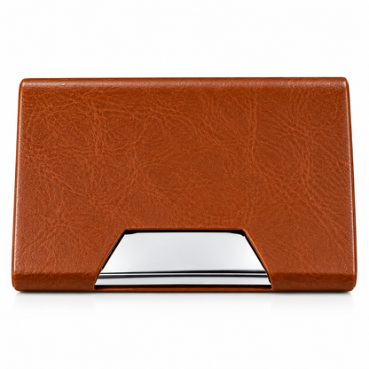 Personalized Premium PU Leather Business Card Holder – Elegant Metal Visiting Card Case | Customized Corporate Gift for Professionals - M1116