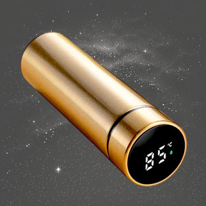 Personalized Golden Stainless Steel Sports Bottle | LED Temperature Display | Double-Wall Vacuum Insulated | 500ml | 24H Hot & Cold
