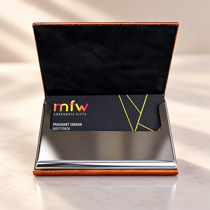 Personalized Premium PU Leather & Metal Business Card Holder – Luxury Visiting Card Case with Custom Name & Logo | Executive Corporate Gift – M1118