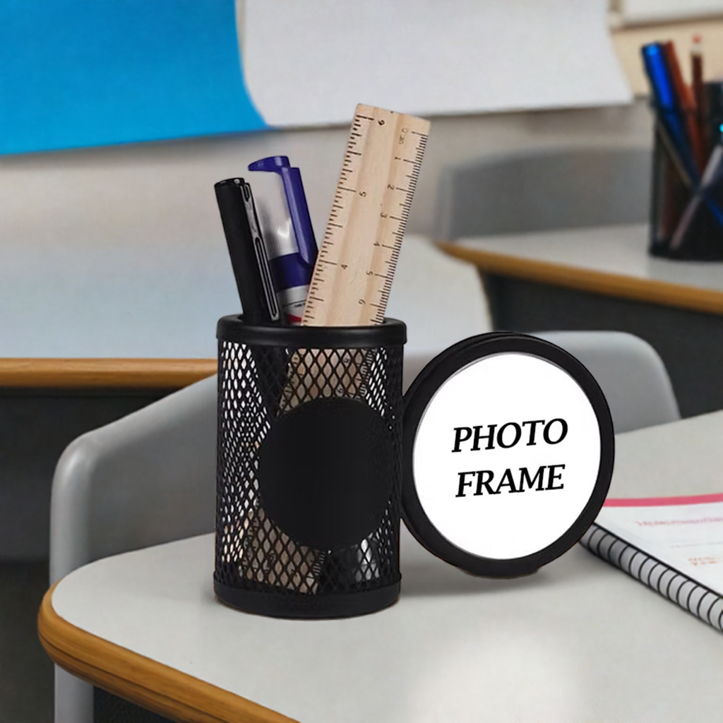 Personalized Desk Pen Holder with Photo Frame - (E378)