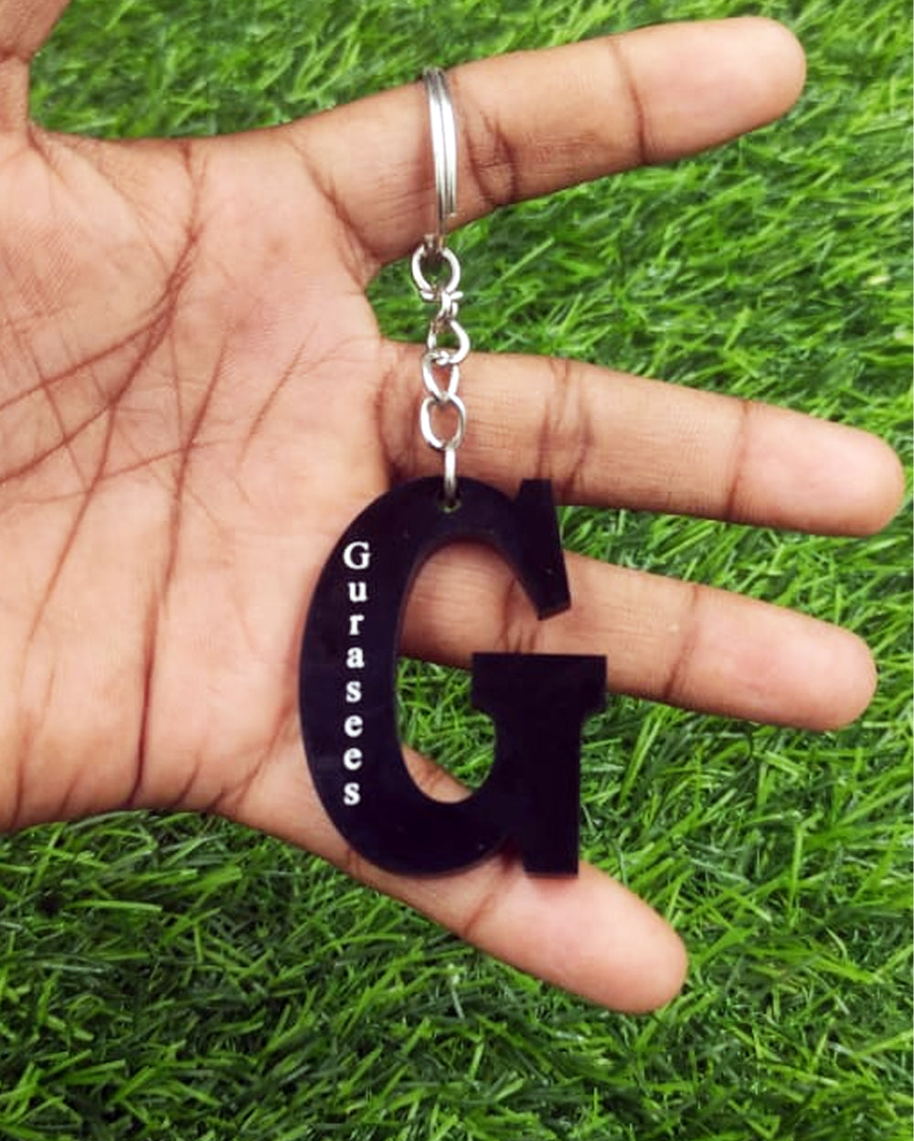 Name in Lights: MFW Personalized Name Engraved Alphabet Black Acrylic Keyrings - Unlock Your Lettered Style