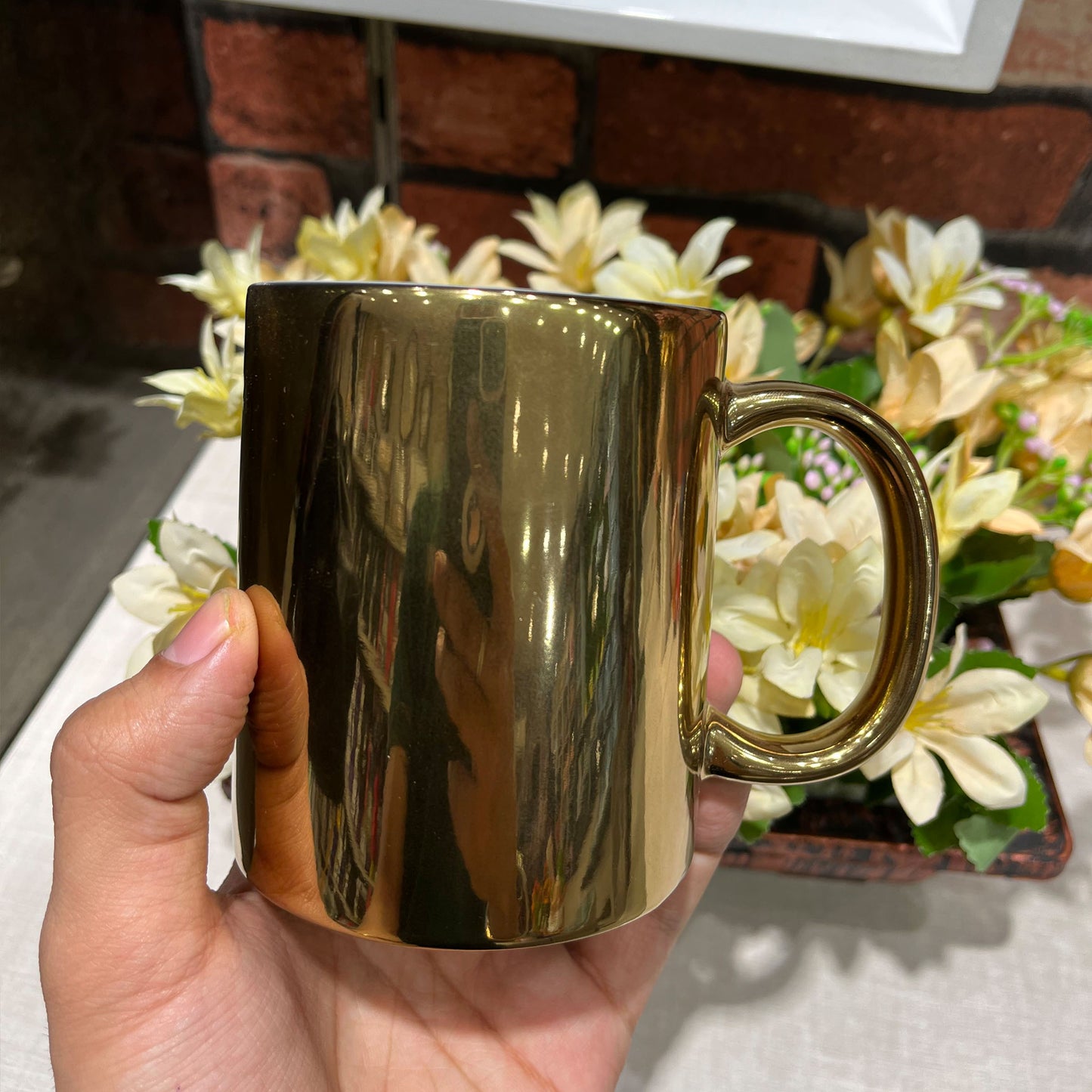 Sip in Style: MFW Chrome Finish Mug Gold - A Golden Touch to Your Coffee Ritual