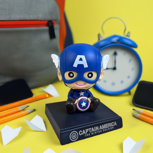 Baby Captain America Bobblehead with Mobile Holder – Car Dashboard & Office Desk Decor
