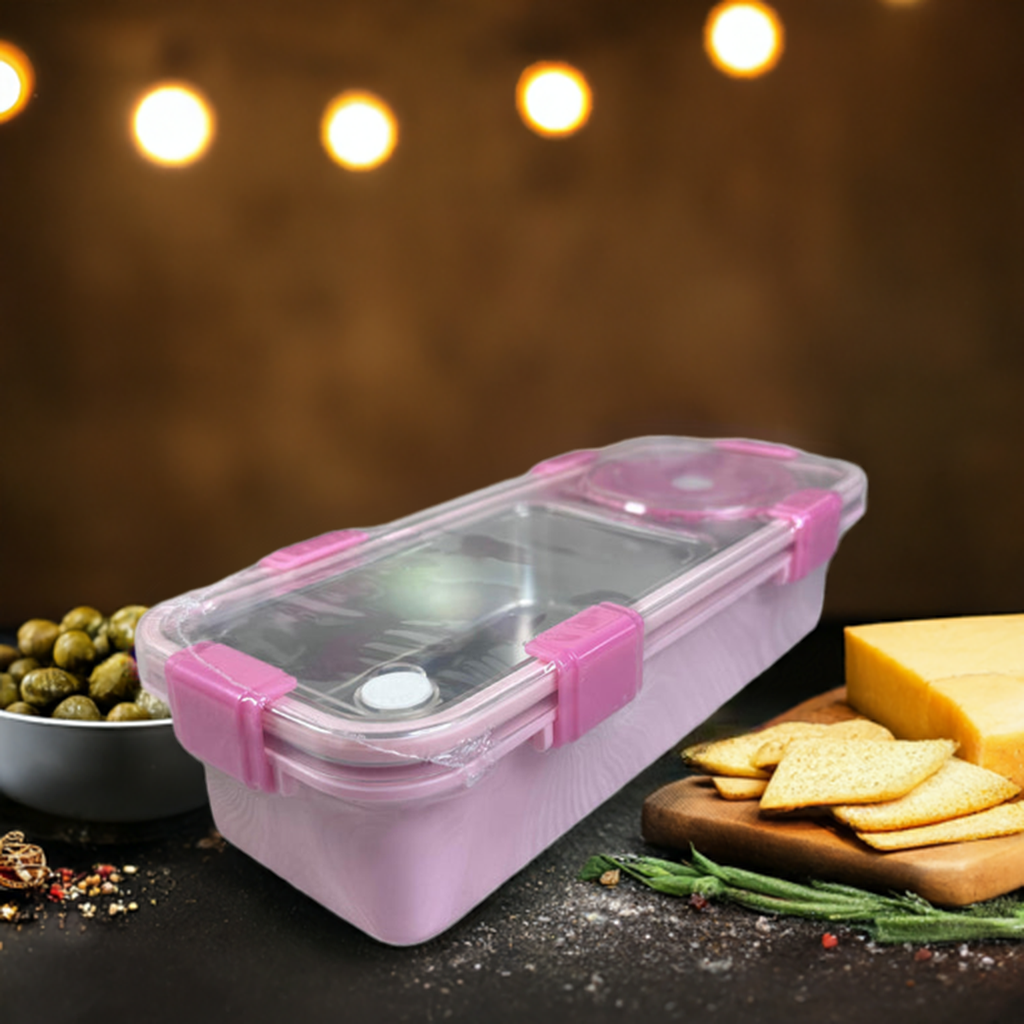 Personalized Engraved Stainless Steel Bento Lunch Box – Pink, Durable & Leakproof (7106)