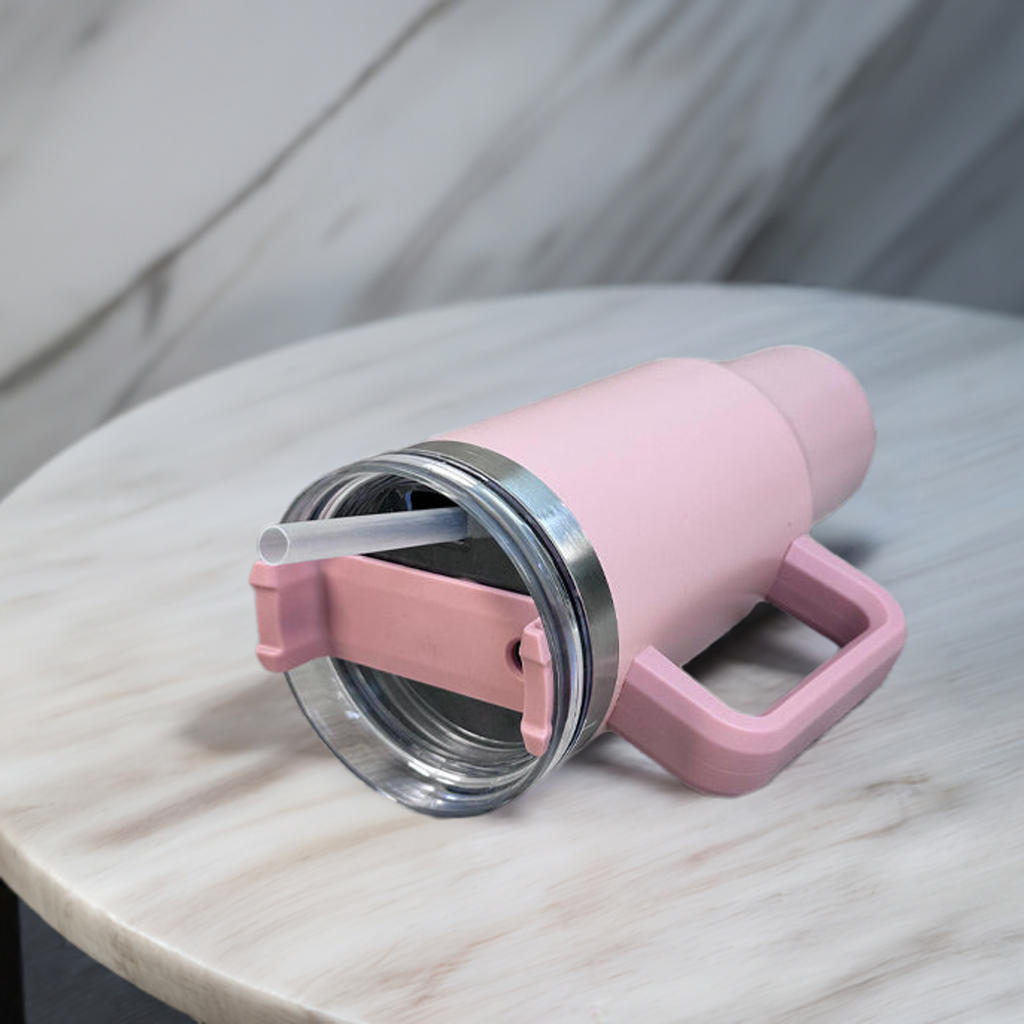 Personalized Pink 1200ML Stainless Steel Tumbler with Lid & Straw – Vacuum Insulated Flask for Water, Coffee & Iced Tea – Perfect for Travel, Office & Gym