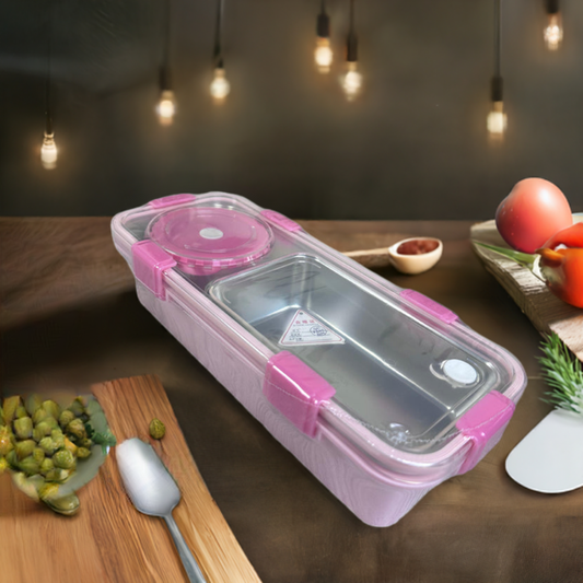 Personalized Engraved Stainless Steel Bento Lunch Box – Pink, Durable & Leakproof (7106)