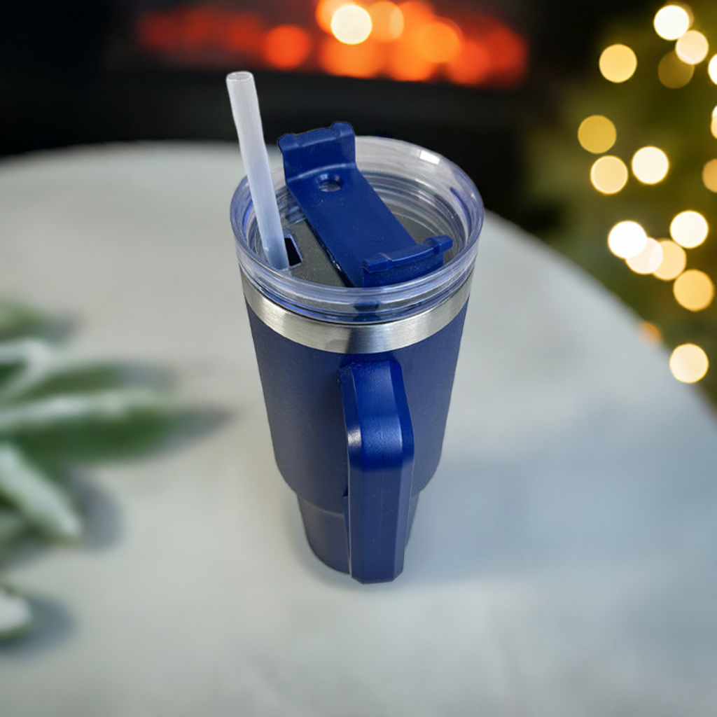 Personalized Navi Blue 1200ML Stainless Steel Tumbler with Lid & Straw – Vacuum Insulated Flask for Water, Coffee & Iced Tea – Perfect for Travel, Office & Gym