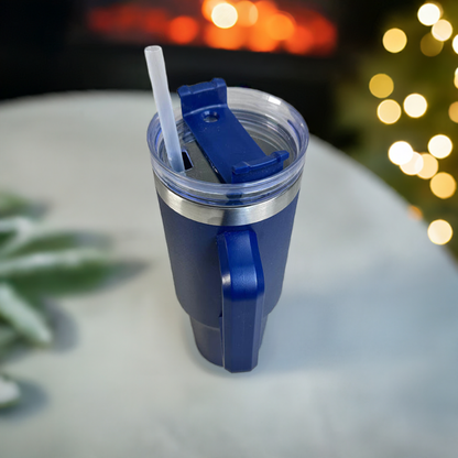Personalized Navi Blue 1200ML Stainless Steel Tumbler with Lid & Straw – Vacuum Insulated Flask for Water, Coffee & Iced Tea – Perfect for Travel, Office & Gym