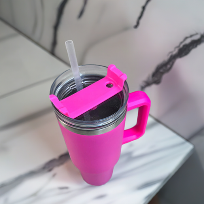 Personalized Dark Pink 1200ML Stainless Steel Tumbler with Lid & Straw – Vacuum Insulated Flask for Water, Coffee & Iced Tea – Perfect for Travel, Office & Gym