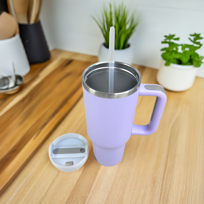 Custom Engraved 1200ML Tumbler with Handle & Straw – Vacuum Insulated Stainless Steel Travel Mug for Coffee, Tea & Gym Use