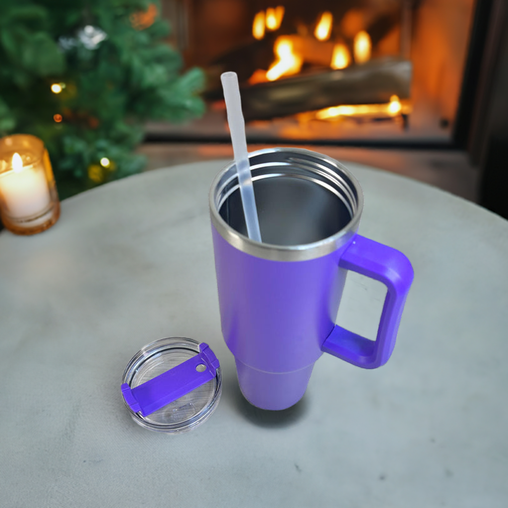 Personalized Lavender 1200ML Stainless Steel Tumbler with Lid & Straw – Vacuum Insulated Flask for Water, Coffee & Iced Tea – Perfect for Travel, Office & Gym