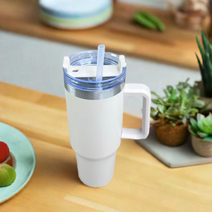 Personalized Cream 1200ml Stainless Steel Tumbler with Straw