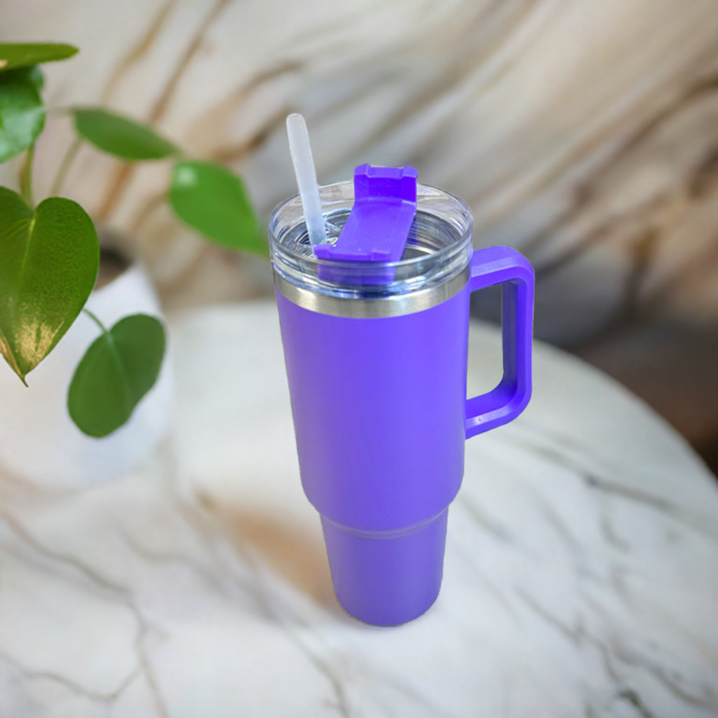 Personalized Lavender 1200ML Stainless Steel Tumbler with Lid & Straw – Vacuum Insulated Flask for Water, Coffee & Iced Tea – Perfect for Travel, Office & Gym