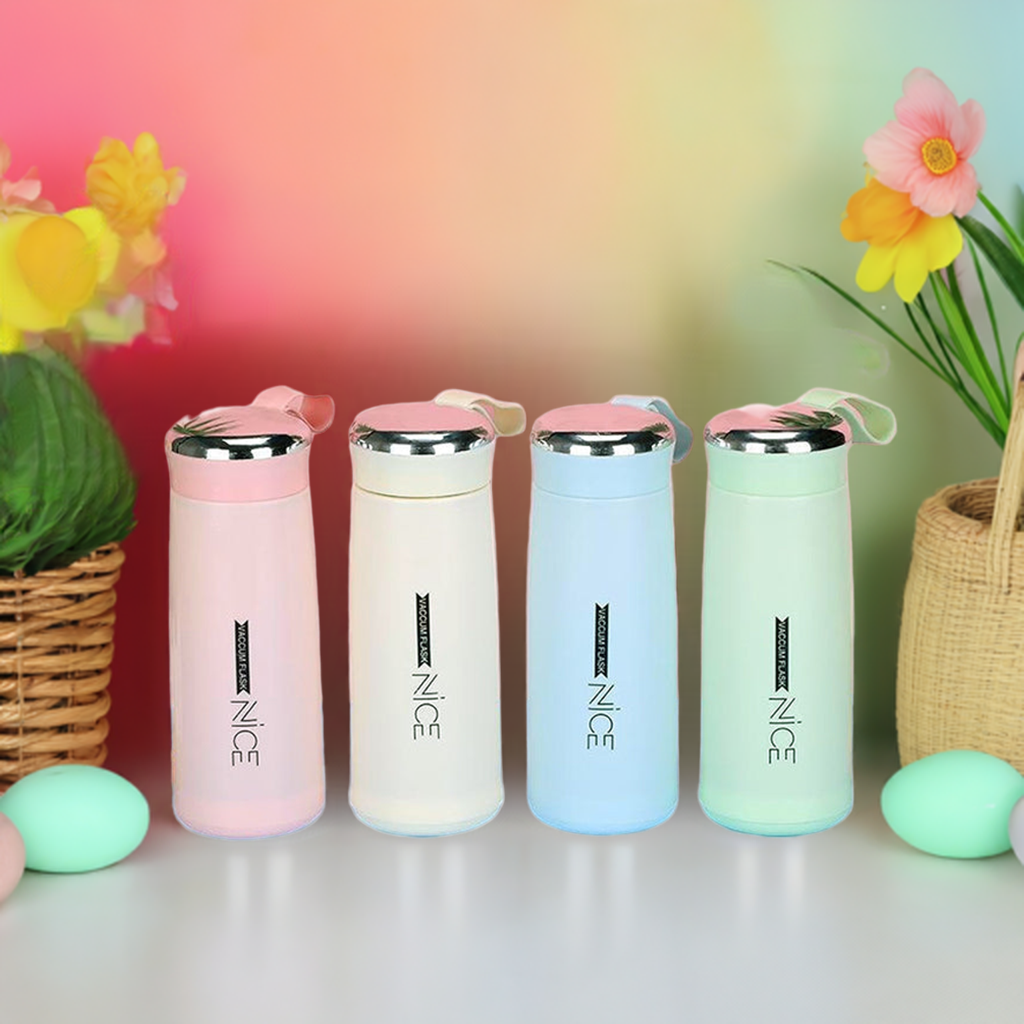 Nice 400ml BPA-Free Water Bottle with Glass Inner Liner & Plastic Outer Shell – Portable, Multicolor Bottle for School, Gym, Home & Office – Unisex Handheld Design (Pack Of 4 Pcs)