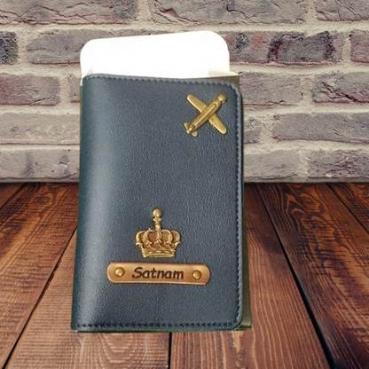 Personalized Premium Vegan Leather Passport Cover (Blue Color)