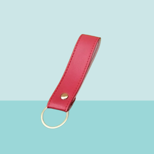 Personalized Premium Vegan Leather Keyring Red Color