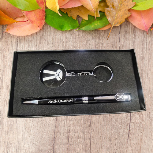 Legal Luxuries: Personalized Ball Pen & Keyring with Lawyer/Advocate Logo (Blue Ink)