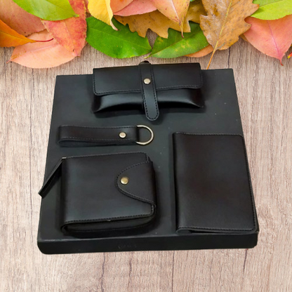 Personalized 3 Fold Men's Wallet 4 IN 1 Black Combo