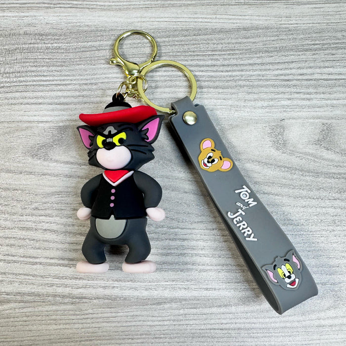 Cute 3D Tom Keychain | Silicone Cartoon Keychain with Strap & Hook