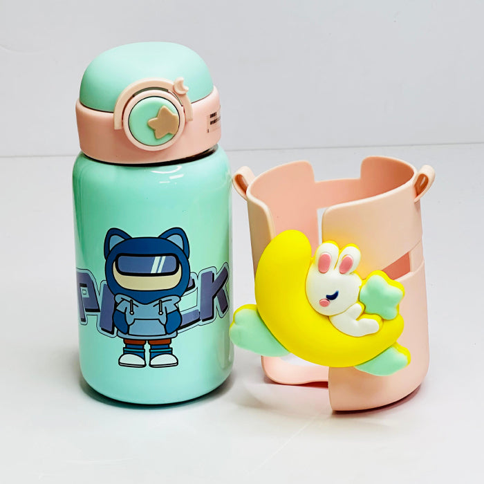 Personalized 500ml Moon Design Insulated Stainless Steel Water Bottle with Strap – Double Wall, School & Travel - (LK22202)