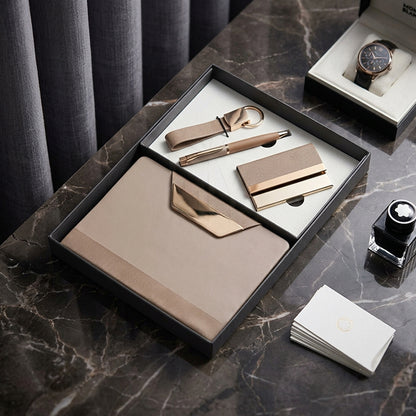 Personalized 4-in-1 Premium Corporate Diary Gift Set with Customized Executive Diary, Metal Pen, Card Holder & Keychain | Professional Business Gift for Employees, Clients, Executives, Office Staff, Joining Kits, Corporate Events, Diwali Gifting – MP4920