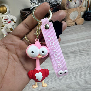 Cute Ostrich 3D Silicone Keychain | Adorable & Stylish Accessory
