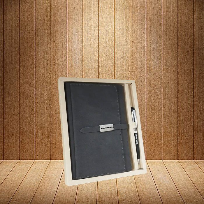 Customizable Professional Diary Pen Black 2in1  Set M1057