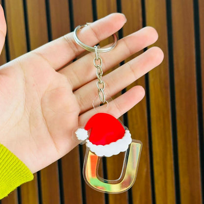 Personalized Merry Christmas Acrylic Letter Keychain – Custom Name Initial A to Z Gift