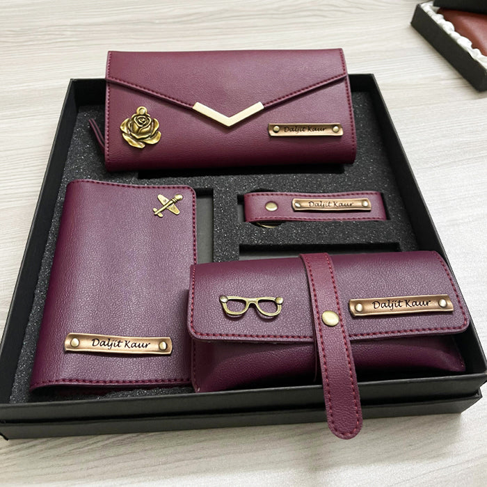 Personalized Ladies Clutch Combo 4 IN 1 - Wine