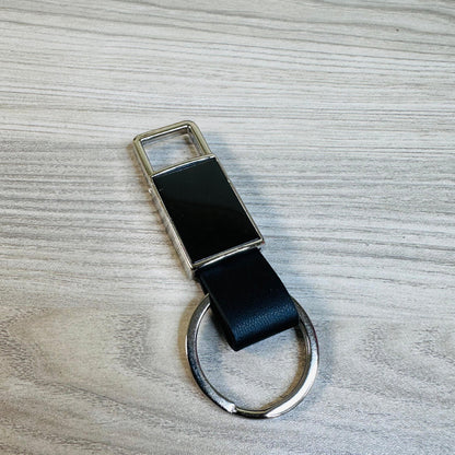 Personalized Pull-Out Rectangle Metal PU Keychain - J131
