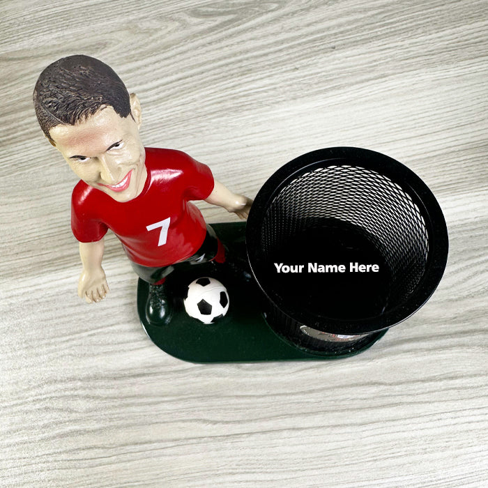 Ronaldo-Inspired Desk Companion – Personalized Pen Holder for Football Fans