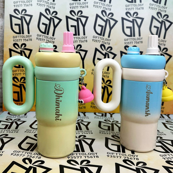 Personalized 800ml Rainbow Water Bottle with Straw for Kids – Cute & Colorful Tumbler
