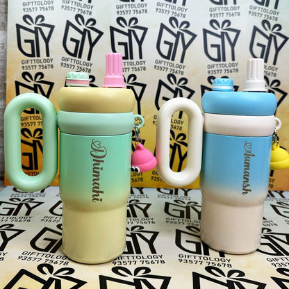 Personalized 800ml Rainbow Water Bottle with Straw for Kids – Cute & Colorful Tumbler