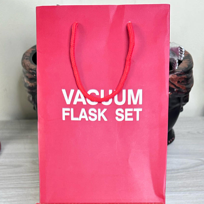 Personalized Vacuum Insulated Thermal Flask Set – Leakproof Coffee & Water Bottles with Cups for Hot & Cold Drinks | Reusable Travel, Camping & Hiking Gift (3 Cup Set)