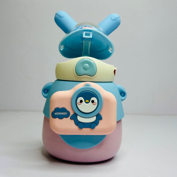 Personalized 550ml Rabbit Kids Water Bottle with Sipper – Cute Cartoon Anti-Leak Design (LK22204)