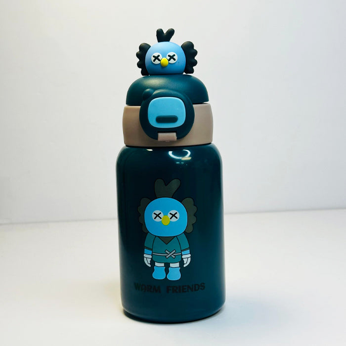 Custom Name 450ml Kids Cute Insulated Bottle – Safety Lock, Straw & Shoulder Strap (WB JI 110)