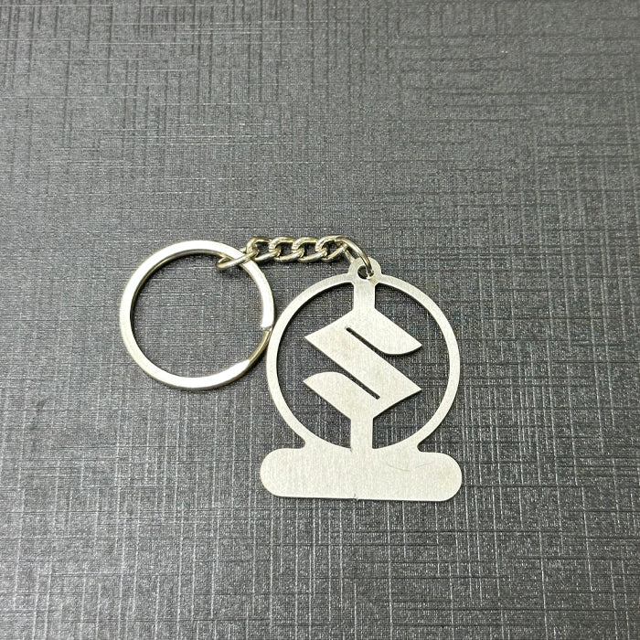 Name Engravable Metal Silver Keyring – Suzuki Logo
