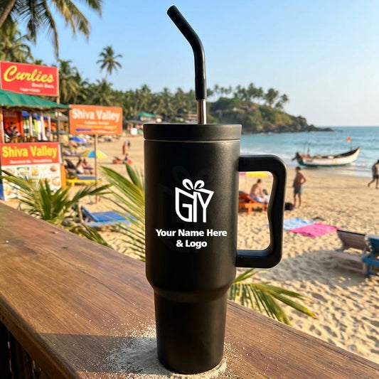 Custom Engraved 1200ML Stainless Steel Tumbler – Double Wall Insulated Bottle with Lid & Straw for Coffee, Water & More