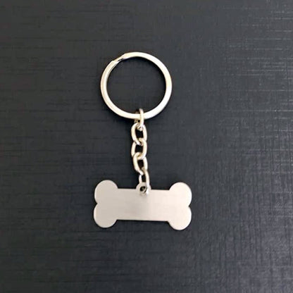 Name Engravable Metal Silver Keyring – Bone Logo