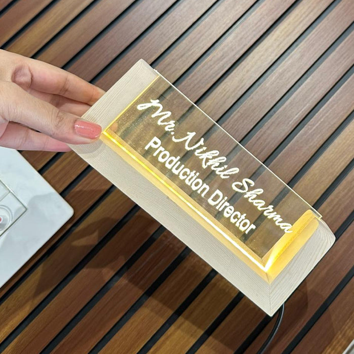 Custom LED Name Plate for Office Desk – Personalized Corporate & Promotion Gift - WB001