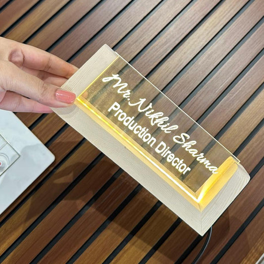 Custom LED Name Plate for Office Desk – Personalized Corporate & Promotion Gift - WB001