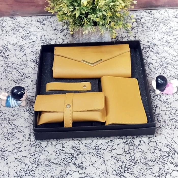 Personalized Ladies Clutch Combo 4 IN 1 Mustard Color