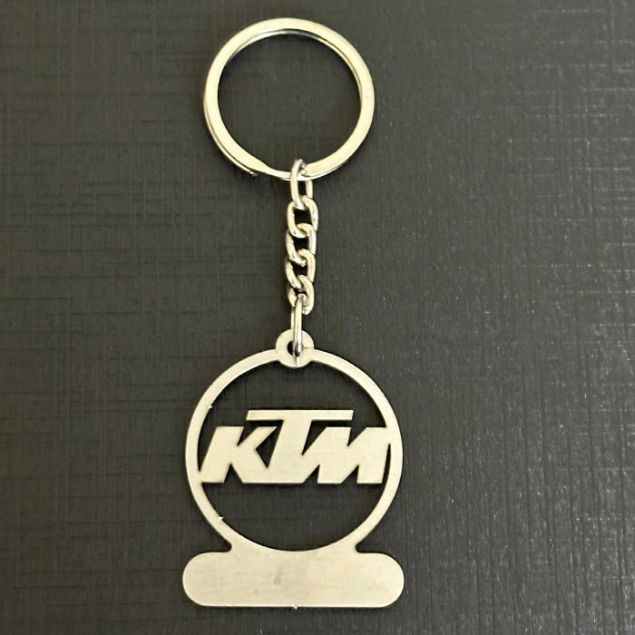 Name Engravable Metal Silver Keyring – KTM Logo
