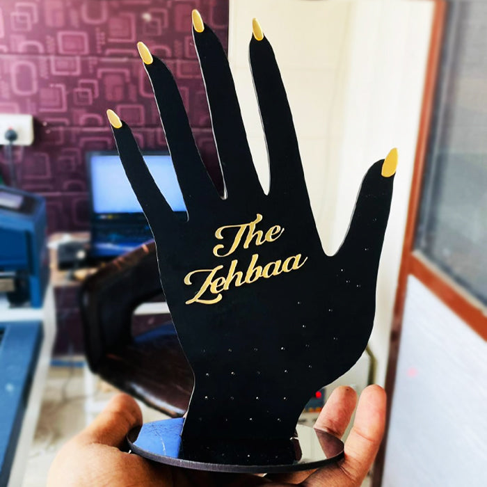 Custom Name Wooden Jewellery Display Hand – Ring, Bracelet & Accessory Holder