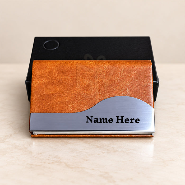 Personalized Premium PU Leather & Metal Business Card Holder – Luxury Visiting Card Case with Custom Name & Logo | Executive Corporate Gift – M1118