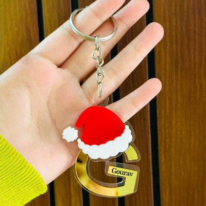 Personalized Merry Christmas Acrylic Letter Keychain – Custom Name Initial A to Z Gift
