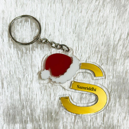 Personalized Merry Christmas Acrylic Letter Keychain – Custom Name Initial A to Z Gift