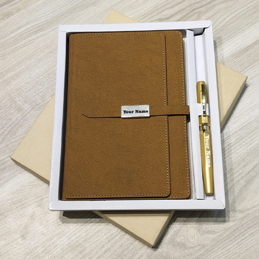 Customizable Professional Diary Pen Brown 2in1 Set M1057