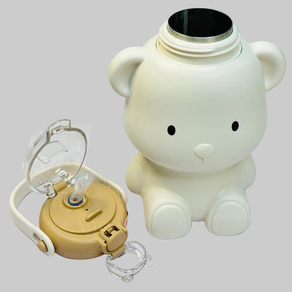 Personalized “Having Fun” Teddy Kids Water Bottle – 450ml Stainless Steel Insulated Sipper with Straw (M0044)